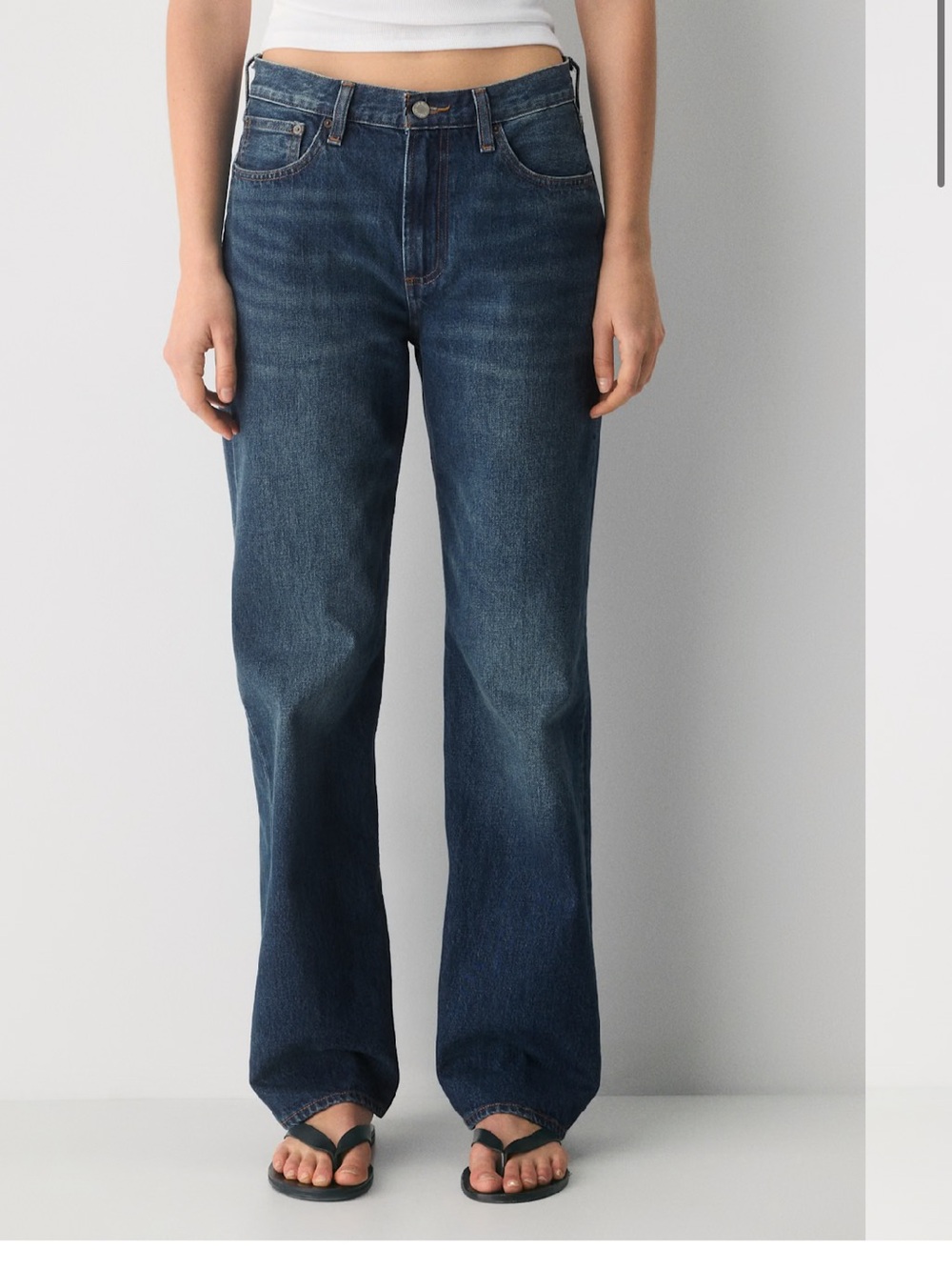 Aritzia Straight-Leg Jeans in Dark Blue Wash